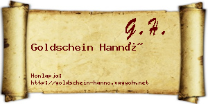 Goldschein Hannó névjegykártya